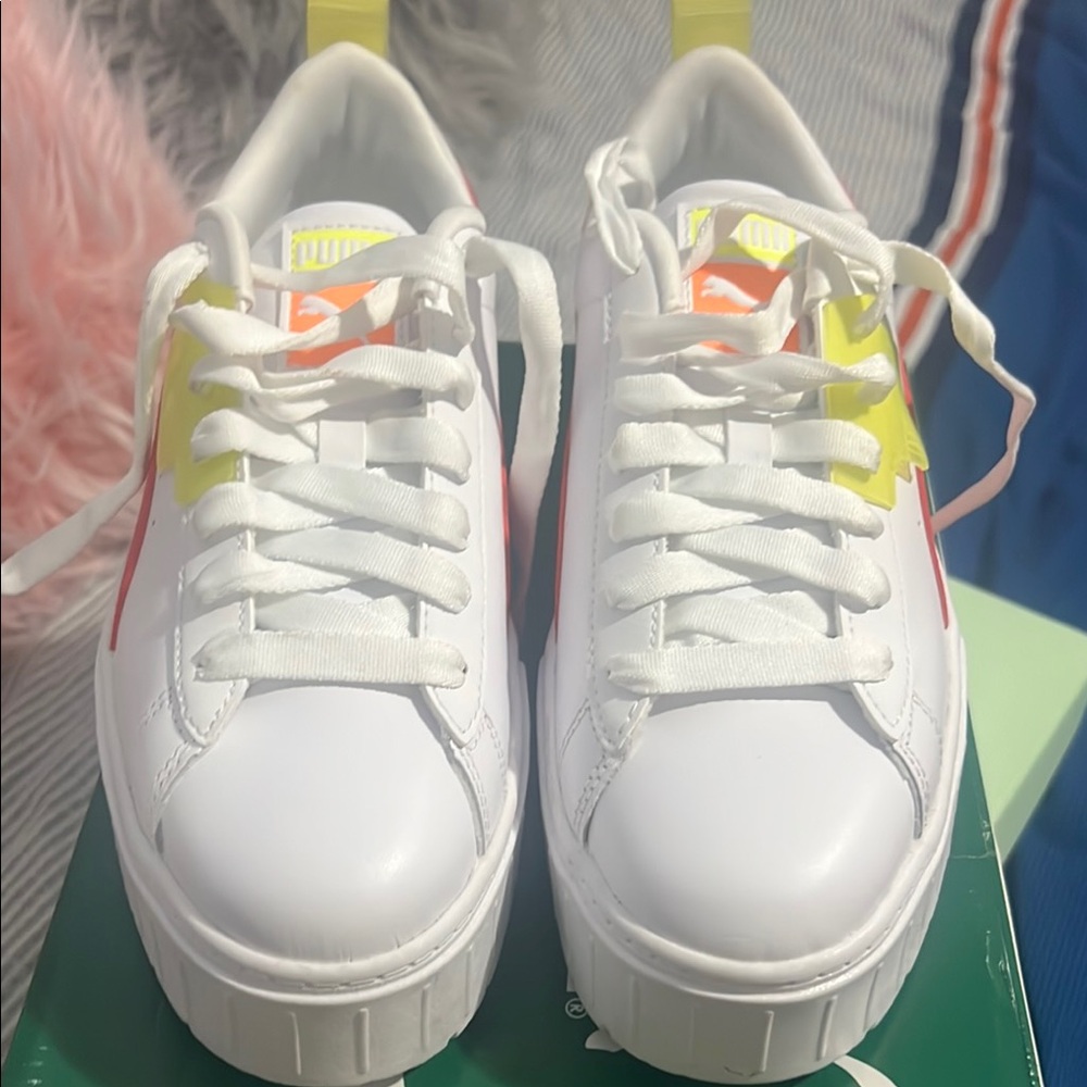 Puma White and Yellow Sneakers with Chunky Sole